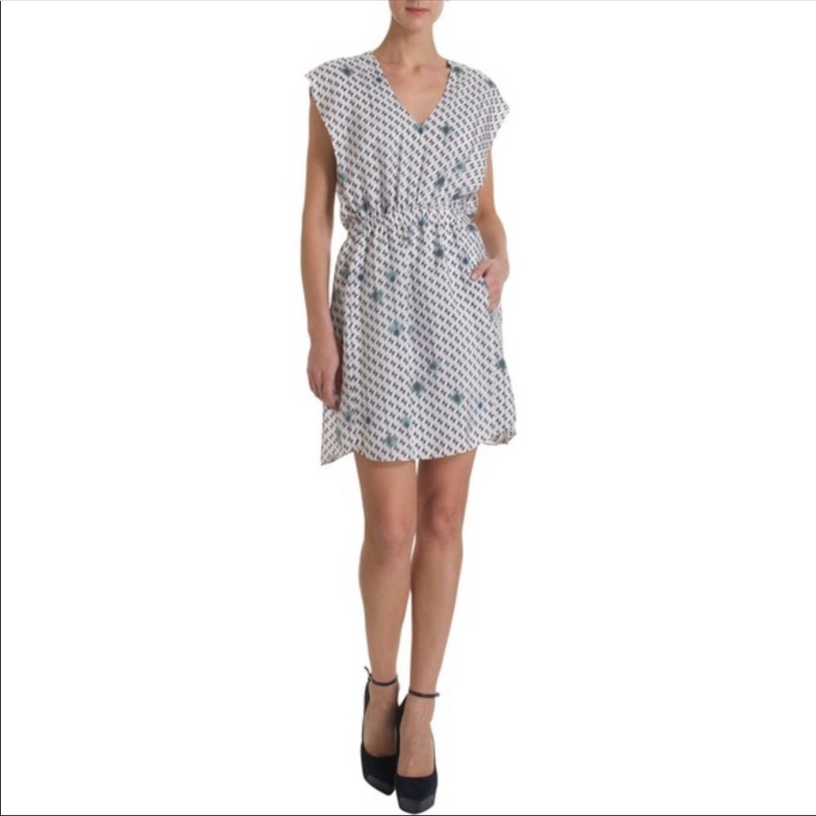 Theysken’s Theory Geometric Print Diller Silk Dress Size L Nwot